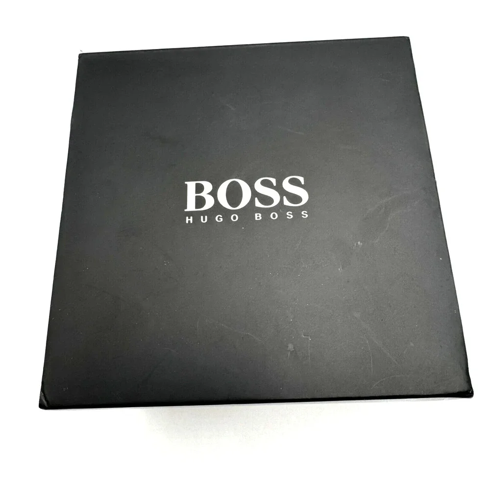 HUGO BOSS Black Gold Dial Watch Croc Embossed Leather Band‎ Water-Resistant Date